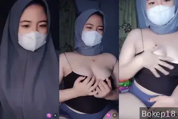 ABG Jilbab Masker Remas Nenen Sampe Basah